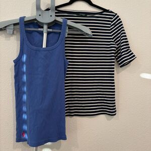 Ralph Lauren Top Bundle (1 Tank +‎ 1 Shirt) Womens Blue Size Medium Striped